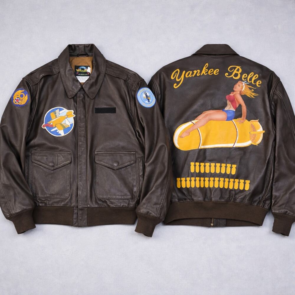 Neil Cooper A-2 Leather Flight Jacket “Yankee Belle” Hand Painted Pin-Up XL